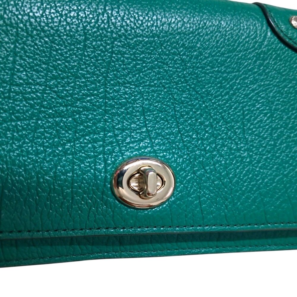 Coach Green Leather Wallet with Silver Hardware - Picture 7 of 16